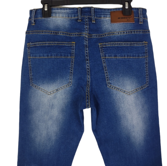 M.SOCIETY SLIM FIT JEAN INDIGO Size 32 x 30 Pressed Stretched Skinny - Picture 6 of 13